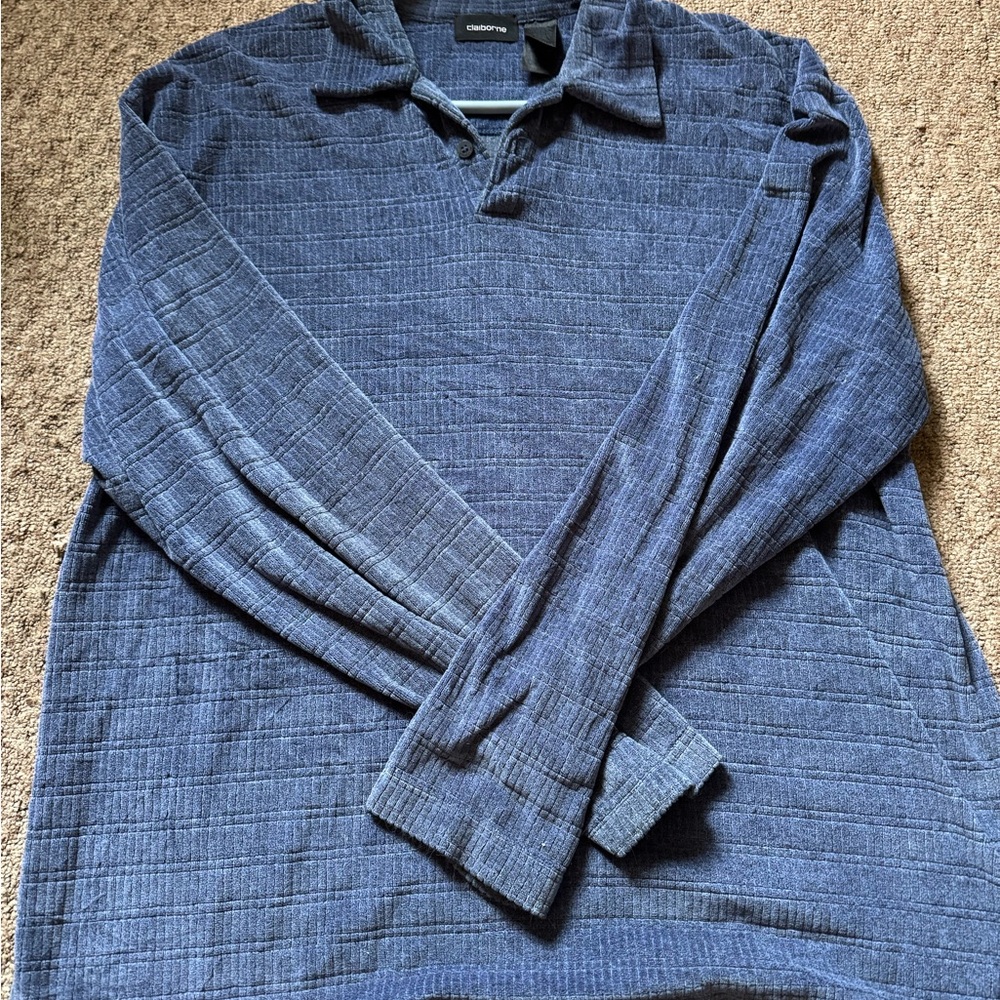 Claiborne Textured Navy Shirt